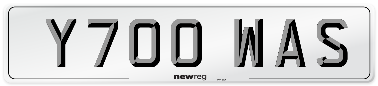 Y700 WAS Number Plate from New Reg